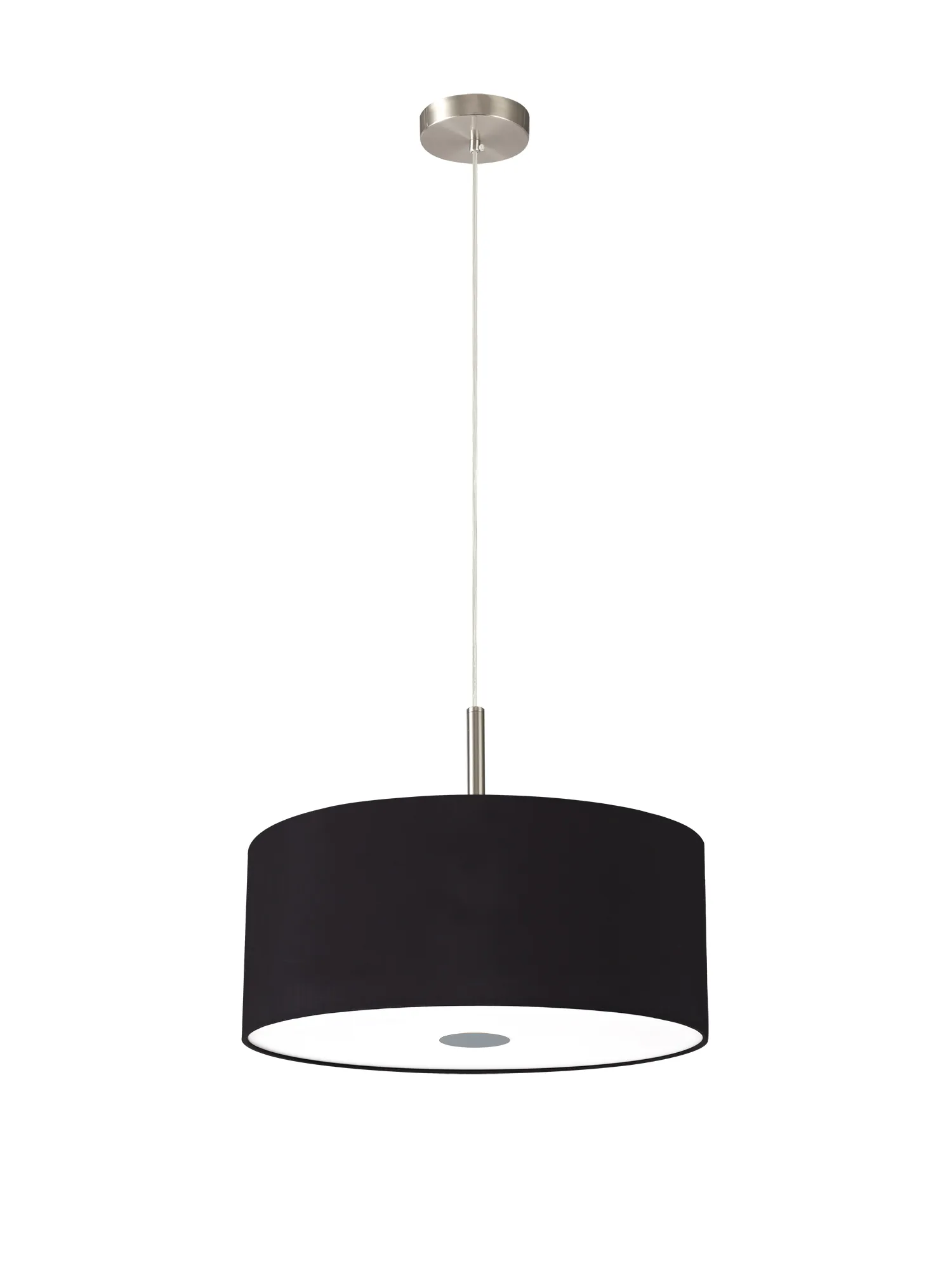 Baymont 40cm 3 Light Pendant Satin Nickel, Midnight Black/Green Olive, Frosted Diffuser DK0437  Deco Baymont SN BL/GR